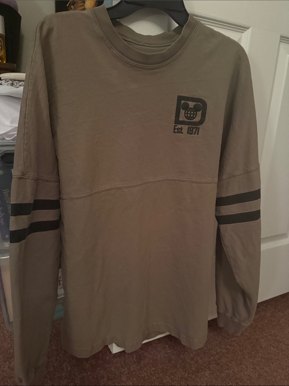 Men's Taupe Long-Sleeve Walt Disney World Spirit Jersey - Casual Striped Sleeve